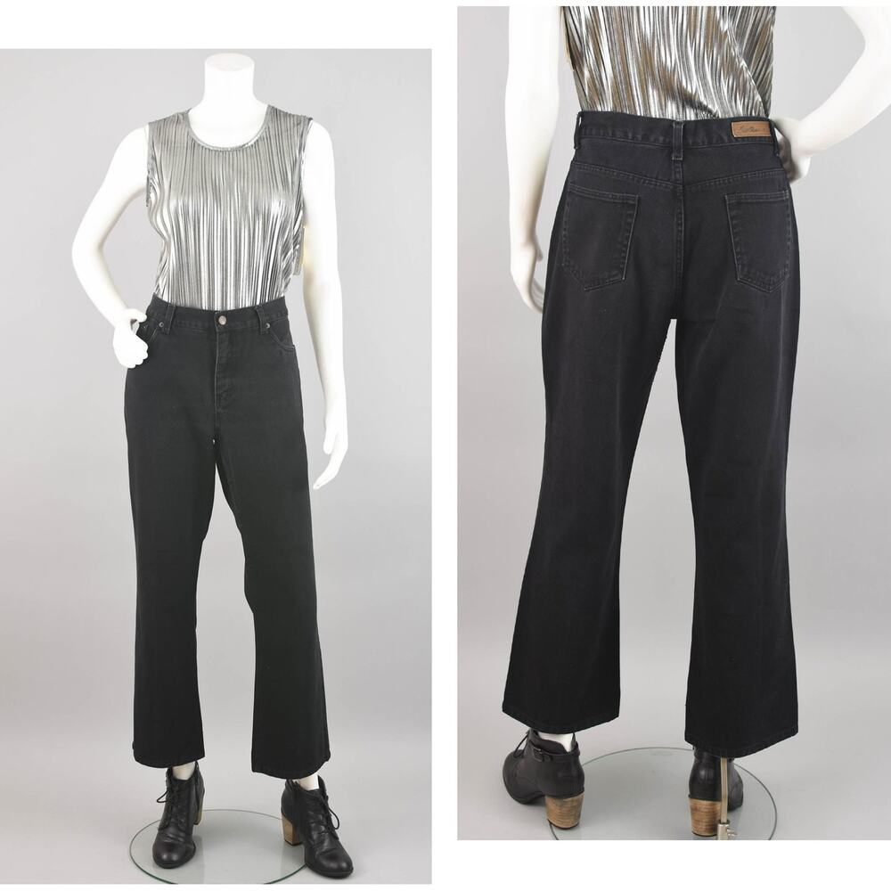 Vintage 90s Bill Blass Black Mid Rise Jeans, Women's 12 Petite, 34" Waist